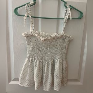 Polka dot shoulder tie tank